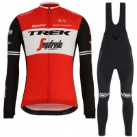 Trek Segafredo 2019 Rood Fietskleding Set Wielershirt Lange Mouw+Lange Fietsbroeken Bib