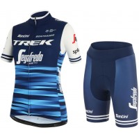 Trek Segafredo 2019 Dames Blauw Fietskleding Set Wielershirt Korte Mouw+Korte Fietsbroeken