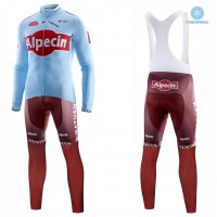 2019 Katusha Alpecin Team Thermal Fietskleding Set Wielershirts Lange Mouw+Lange Wielrenbroek Bib 840VYVR