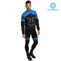 2019 Nalini Tuono Zwart-Blauw Thermal Fietskleding Set Wielershirts Lange Mouw+Lange Wielrenbroek Bib 434ZUYV