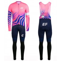 2020 EF Pro Cycling Team Pink Wielerkleding Set Wielershirt Lange Mouw+Lange Fietsbroeken Bib 327FWRG