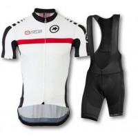 2016 ASSOS Fietskleding Set Fietsshirt Met Korte Mouwen+Korte Koersbroek Zwart Wit Rood
