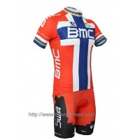 BMC Racing Teams Norwegian Champion Wielerkleding Set Set Wielershirts Korte Mouw+Fietsbroek