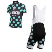 2016 BIANCHI-MILANO POLKA DOT Fietskleding Set Fietsshirt Met Korte Mouwen+Korte Koersbroek