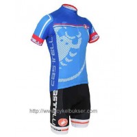 Castelli Velocissimo Giro Wielerkleding Set Set Wielershirts Korte Mouw+Fietsbroek Blauw