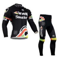 2014 Cinelli Wielerkleding Set Wielershirt Lange Mouw+Lange Fietsbroeken Zwart