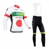 Europcar 2014 Fietskleding Wielershirt Lange Mouwen+Lange Fietsbroeken Bib Zwart Wit Rood Groen