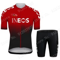 Red New Ineos Grenadier 2021 Team Fietskleding Set Wielershirts Korte Mouw+Korte Fietsbroeken Bib SKnOej