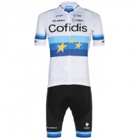 Wielerkleding Profteams 2020 COFIDIS EU Champion Elia Viviani Fietskleding Set Wielershirt Korte Mouwen+Fietsbroek Korte Geel