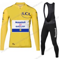 Deceuninck Quick Step 2020 Tour De France Fietskleding Set Wielershirts Lange Mouw+Lange Wielrenbroek Bib QVLDY