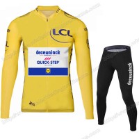 Deceuninck Quick Step 2020 Tour De France Fietskleding Set Wielershirts Lange Mouw+Lange Wielrenbroek Bib LLIWA