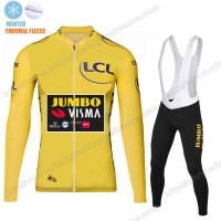 Winter Thermal Fleece Jumbo Visma 2020 Yellow Wielershirts Lange Mouwen+Lange Wielrenbroek RVPSA