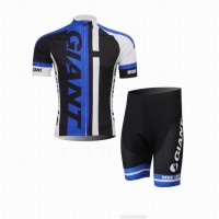 2014 Giant Wielerkleding Set Wielershirts Korte Mouw+Fietsbroek Zwart Blauw