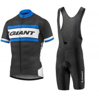 2016-2017 Giant Fietskleding Set Fietsshirt Met Korte Mouwen+Korte Koersbroek Blauw 02