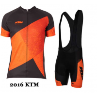 2016 KTM Fietskleding Set Fietsshirt Met Korte Mouwen+Korte Koersbroek Oranje 04