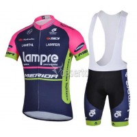 Lampre Merida 2014 Fietskleding Set Fietsshirt Met Korte Mouwen+Korte Koersbroek Blauw