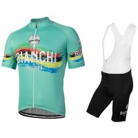 Bianchi Milano Fietskleding Set Wielershirt Korte Mouwen+Korte Fietsbroeken Bib