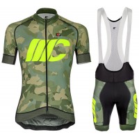 Cipollini Prestige Camo Groen Geel Fietskleding Set Wielershirt Korte Mouw+Korte Fietsbroeken Bib