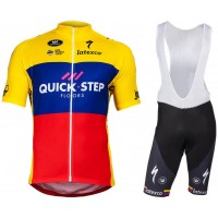Quick Step Floors Ecuadorian Champion 2018 Fietskleding Set Wielershirt Korte Mouw+Korte Fietsbroeken Bib