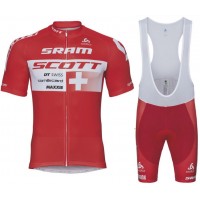 Scott Sram 2018 Swiss Fietskleding Set Wielershirt Korte Mouw+Korte Fietsbroeken Bib