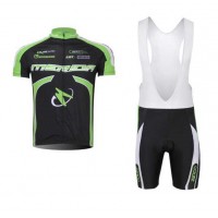 Merida 2014 Fietskleding Set Fietsshirt Met Korte Mouwen+Korte Koersbroek Zwart Groen