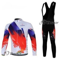 Nalini Pro Team Fietskleding Set Wielershirts Lange Mouw+Lange Fietsbroeken Bib Rood Wit