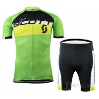 2015 Scott RC Wielerkleding Set Wielershirt Korte Mouwen+Fietsbroek Korte Groen