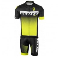 2016-2017 Scott RC Fietskleding Set Fietsshirt Met Korte Mouwen+Korte Koersbroek Geel