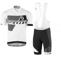 2016-2017 Scott Fietskleding Set Fietsshirt Met Korte Mouwen+Korte Koersbroek Wit