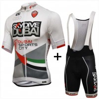 2016 Skydive Dubai Fietskleding Set Fietsshirt Met Korte Mouwen+Korte Koersbroek